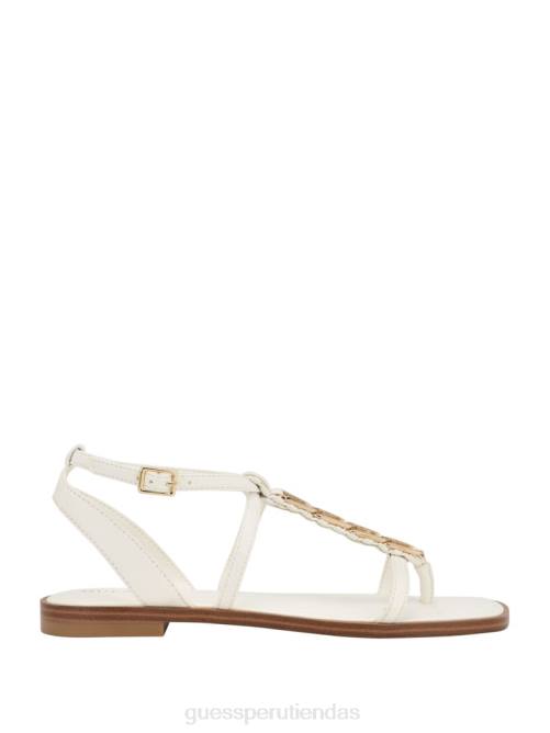 GUESS sandalias raima con cadena y eslabones mujer 0P8X3461 blanco floral calzado