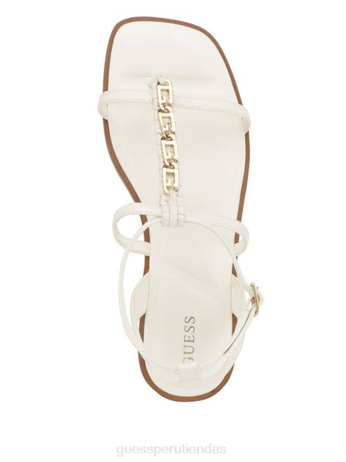 GUESS sandalias raima con cadena y eslabones mujer 0P8X3461 blanco floral calzado