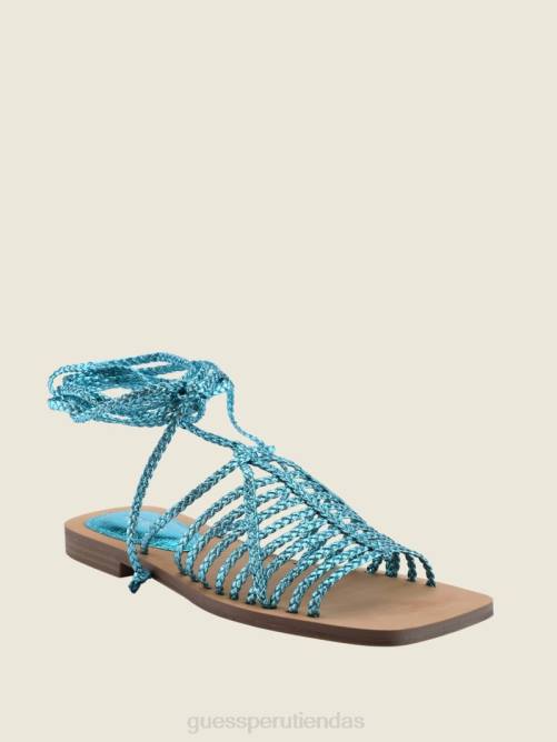 GUESS sandalias rayana con tiras y cordones mujer 0P8X3498 verde medio 310 calzado
