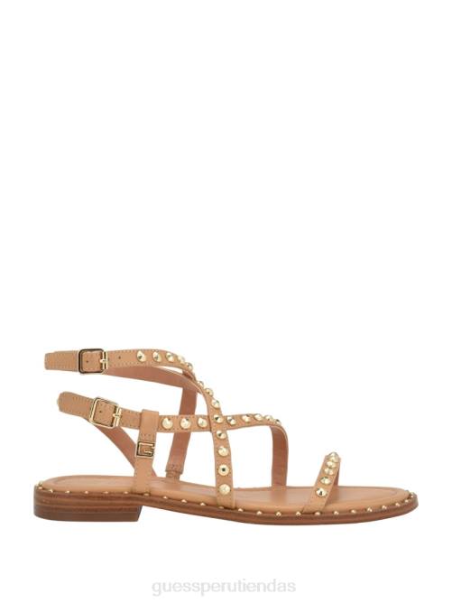 GUESS sandalias tipo gladiador con tiras y tachuelas yamara mujer 0P8X3453 luz natural 110 calzado