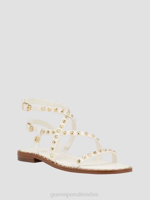 GUESS sandalias tipo gladiador con tiras y tachuelas yamara mujer 0P8X3475 blanco floral calzado