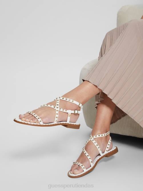 GUESS sandalias tipo gladiador con tiras y tachuelas yamara mujer 0P8X3475 blanco floral calzado