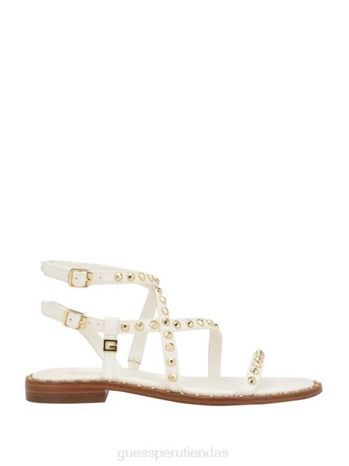 GUESS sandalias tipo gladiador con tiras y tachuelas yamara mujer 0P8X3475 blanco floral calzado