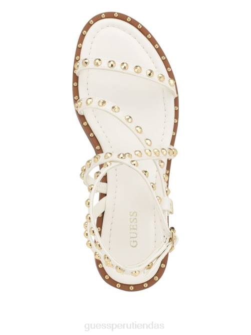 GUESS sandalias tipo gladiador con tiras y tachuelas yamara mujer 0P8X3475 blanco floral calzado