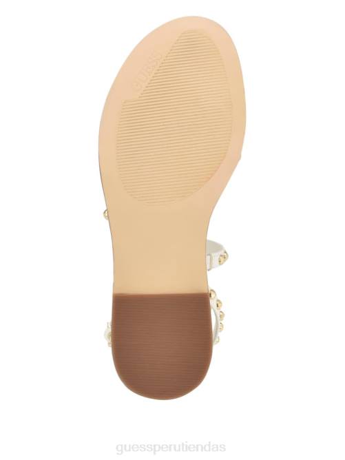 GUESS sandalias tipo gladiador con tiras y tachuelas yamara mujer 0P8X3475 blanco floral calzado