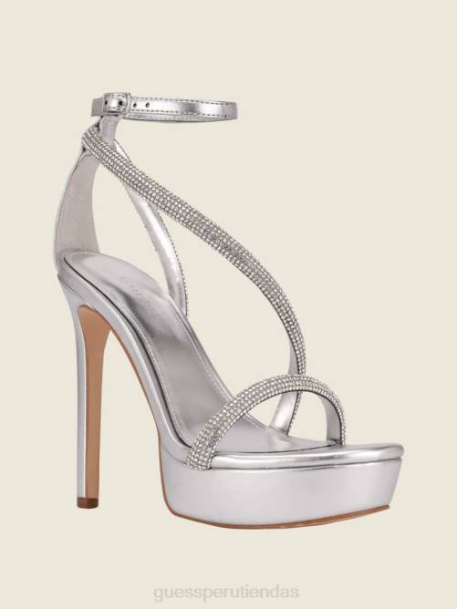 GUESS tacones con plataforma y diamantes de imitación Casidee mujer 0P8X3485 raya roja toque calzado