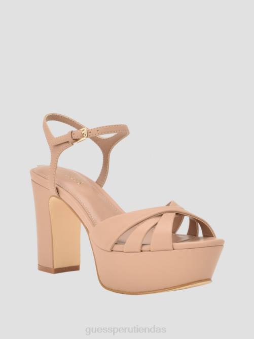 GUESS tacones cuadrados con plataforma cruzada haylo mujer 0P8X3387 medio natural 101 calzado