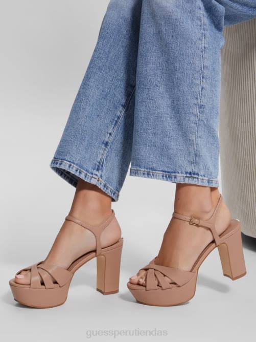 GUESS tacones cuadrados con plataforma cruzada haylo mujer 0P8X3387 medio natural 101 calzado
