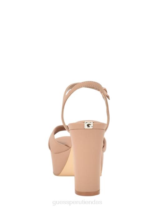GUESS tacones cuadrados con plataforma cruzada haylo mujer 0P8X3387 medio natural 101 calzado