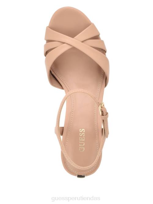 GUESS tacones cuadrados con plataforma cruzada haylo mujer 0P8X3387 medio natural 101 calzado