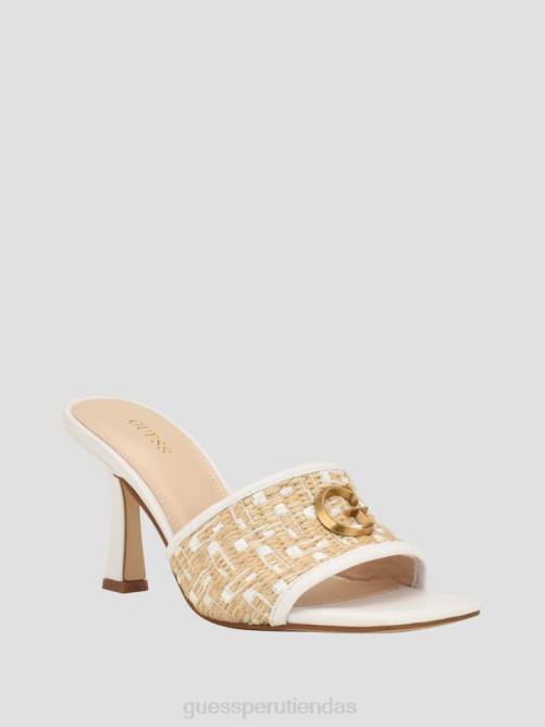 GUESS chinelas yana de tacón de paja con logo G mujer 0P8X3394 luz natural 110 calzado