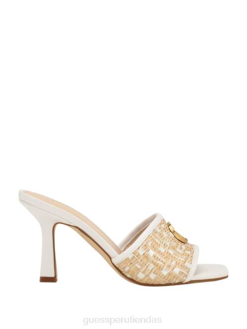 GUESS chinelas yana de tacón de paja con logo G mujer 0P8X3394 luz natural 110 calzado