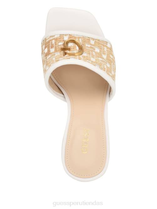 GUESS chinelas yana de tacón de paja con logo G mujer 0P8X3394 luz natural 110 calzado