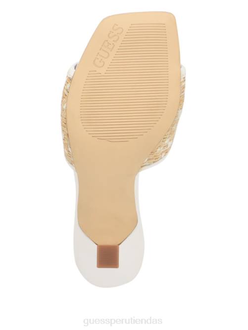 GUESS chinelas yana de tacón de paja con logo G mujer 0P8X3394 luz natural 110 calzado