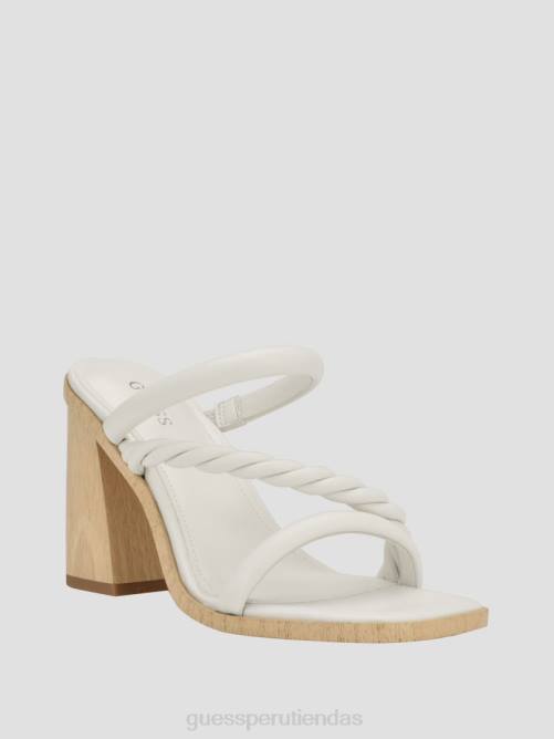 GUESS sandalias barper con tiras y tacón de madera mujer 0P8X3406 blanco floral calzado
