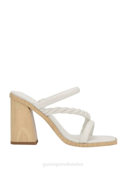 GUESS sandalias barper con tiras y tacón de madera mujer 0P8X3406 blanco floral calzado