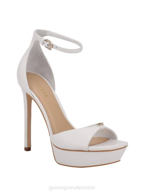 GUESS sandalias stilettos con plataforma ellsyn mujer 0P8X3487 cuero blanco calzado