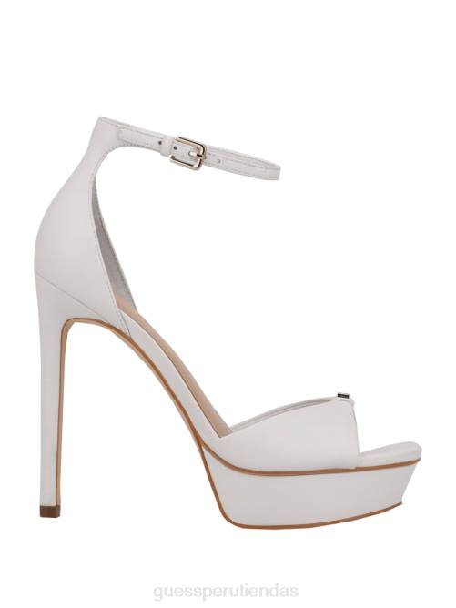 GUESS sandalias stilettos con plataforma ellsyn mujer 0P8X3487 cuero blanco calzado