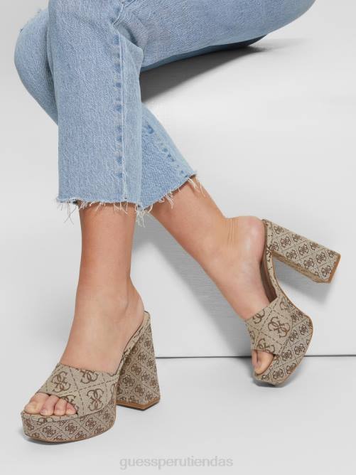 GUESS tacones con plataforma y logo jadah mujer 0P8X3385 marrón medio calzado