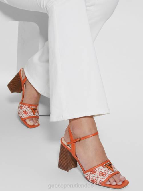 GUESS tacones cuadrados con puntera abierta mujer 0P8X3383 naranja calzado