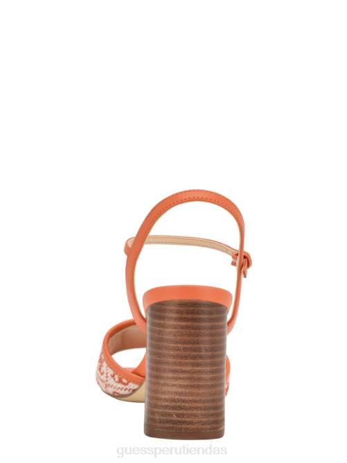 GUESS tacones cuadrados con puntera abierta mujer 0P8X3383 naranja calzado
