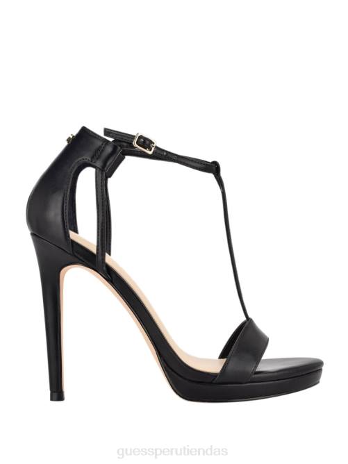GUESS tacones de aguja tecru con tira en T mujer 0P8X3491 charol negro calzado