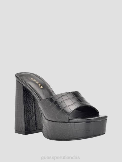 GUESS tacones de plataforma con relieve de cocodrilo jadah mujer 0P8X3386 negro calzado