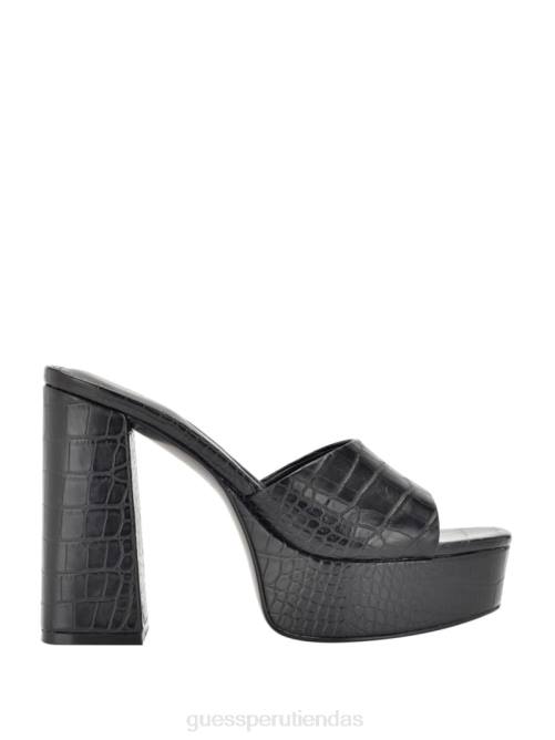 GUESS tacones de plataforma con relieve de cocodrilo jadah mujer 0P8X3386 negro calzado