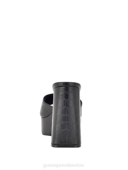 GUESS tacones de plataforma con relieve de cocodrilo jadah mujer 0P8X3386 negro calzado