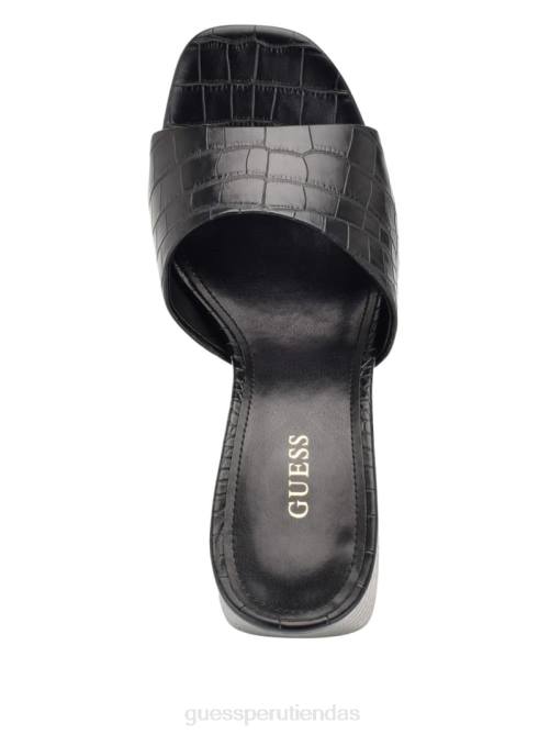 GUESS tacones de plataforma con relieve de cocodrilo jadah mujer 0P8X3386 negro calzado
