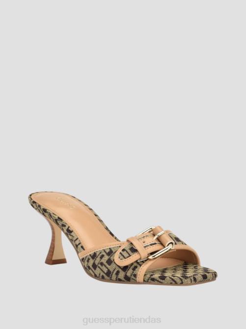 GUESS tacones gatitos con logo y hebillas dista mujer 0P8X3381 marrón medio calzado
