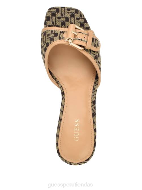 GUESS tacones gatitos con logo y hebillas dista mujer 0P8X3381 marrón medio calzado