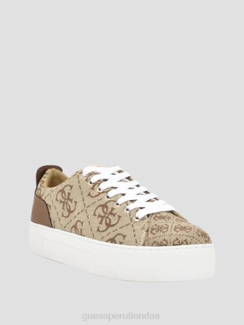 GUESS tenis bajos giaa con logo estampado mujer 0P8X3340 marrón medio calzado