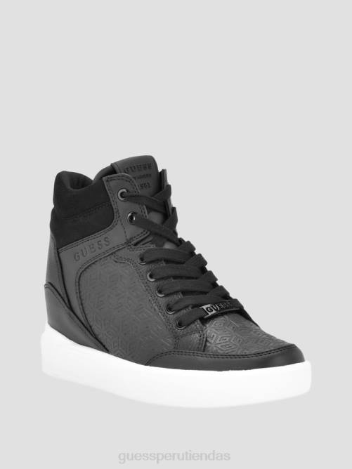 GUESS zapatillas Blairin con cuña y logo de strass mujer 0P8X3341 cuero negro calzado