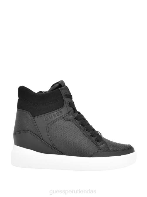 GUESS zapatillas Blairin con cuña y logo de strass mujer 0P8X3341 cuero negro calzado