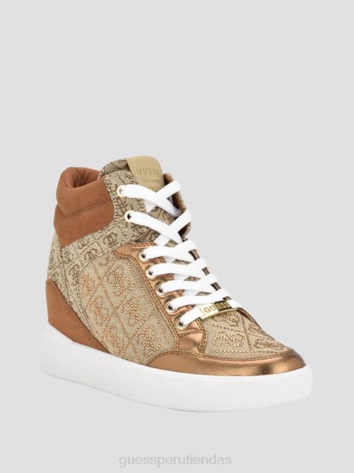 GUESS zapatillas Blairin con cuña y logo de strass mujer 0P8X3342 marrón medio calzado