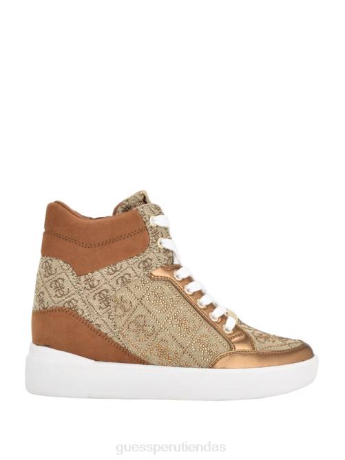 GUESS zapatillas Blairin con cuña y logo de strass mujer 0P8X3342 marrón medio calzado