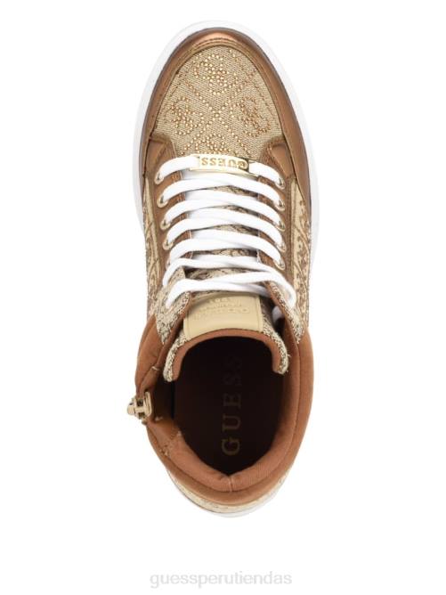 GUESS zapatillas Blairin con cuña y logo de strass mujer 0P8X3342 marrón medio calzado