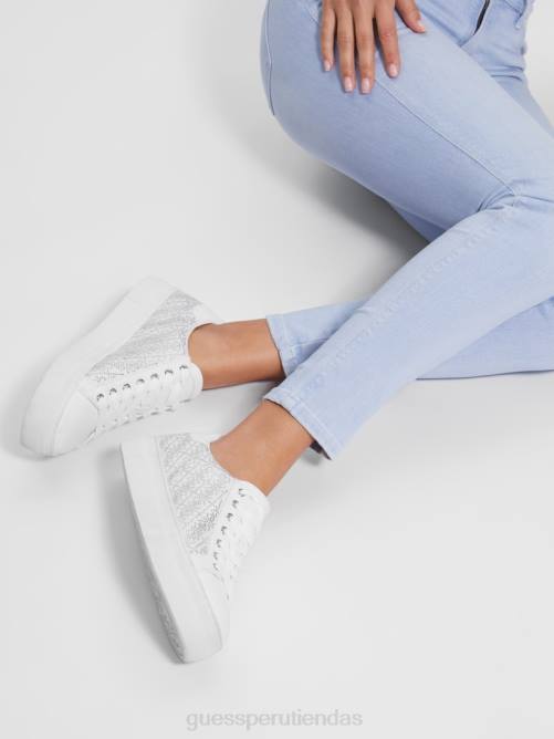 GUESS zapatillas bajas gelsen con logo de strass mujer 0P8X3343 plata 040 calzado