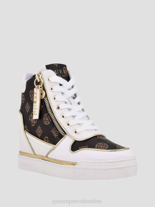 GUESS zapatillas fiora con cuña y logo mujer 0P8X3372 marrón medio calzado