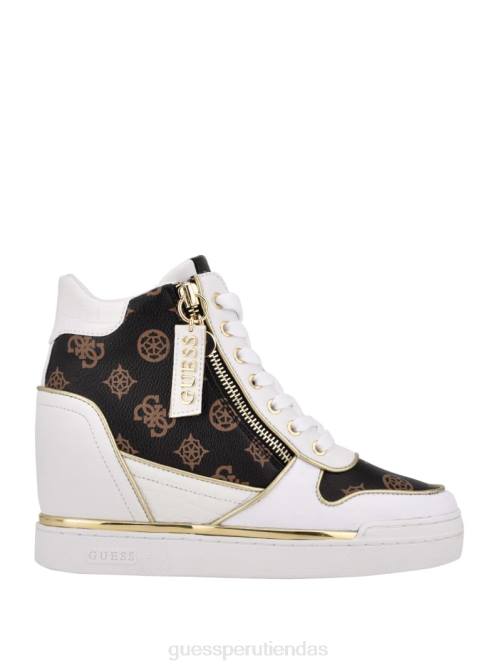 GUESS zapatillas fiora con cuña y logo mujer 0P8X3372 marrón medio calzado