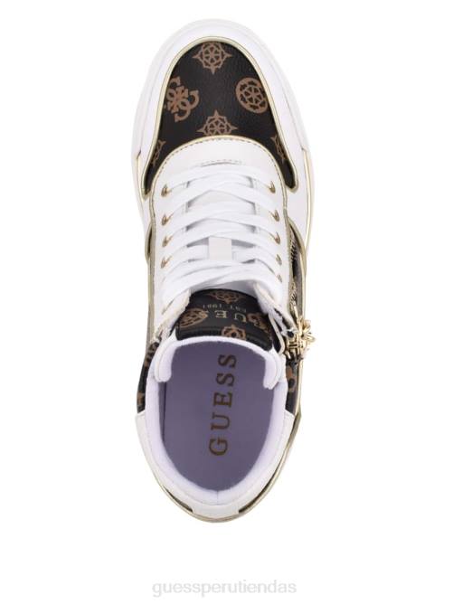 GUESS zapatillas fiora con cuña y logo mujer 0P8X3372 marrón medio calzado