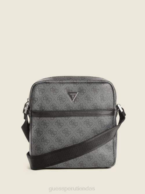 GUESS Bandolera cuadrada con cremallera superior inteligente Vezzola hombres 0P8X3236 estampado floral negro accesorio