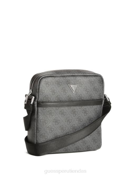 GUESS Bandolera cuadrada con cremallera superior inteligente Vezzola hombres 0P8X3236 estampado floral negro accesorio