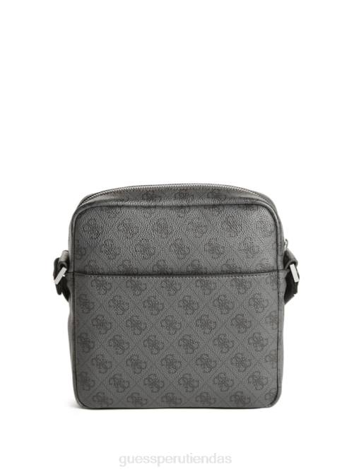 GUESS Bandolera cuadrada con cremallera superior inteligente Vezzola hombres 0P8X3236 estampado floral negro accesorio