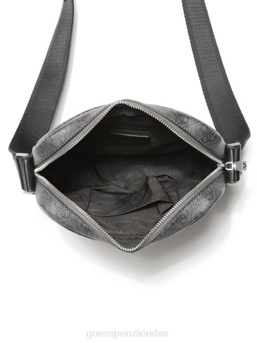 GUESS Bandolera cuadrada con cremallera superior inteligente Vezzola hombres 0P8X3236 estampado floral negro accesorio