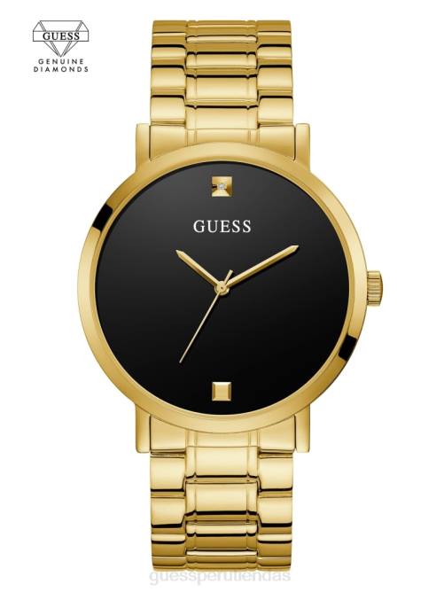 GUESS reloj analógico de diamantes hombres 0P8X3550 tono dorado y negro accesorio