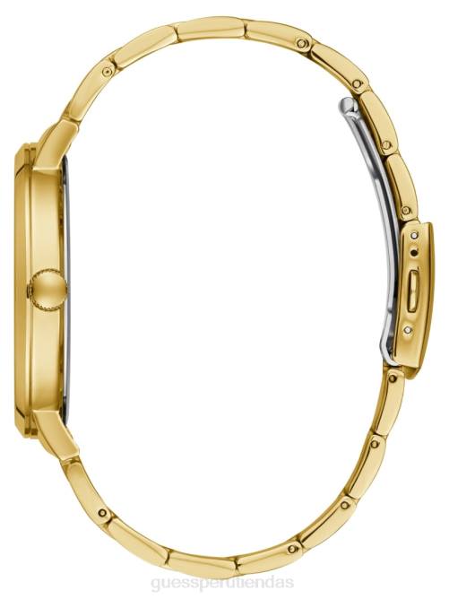 GUESS reloj analógico de diamantes hombres 0P8X3550 tono dorado y negro accesorio