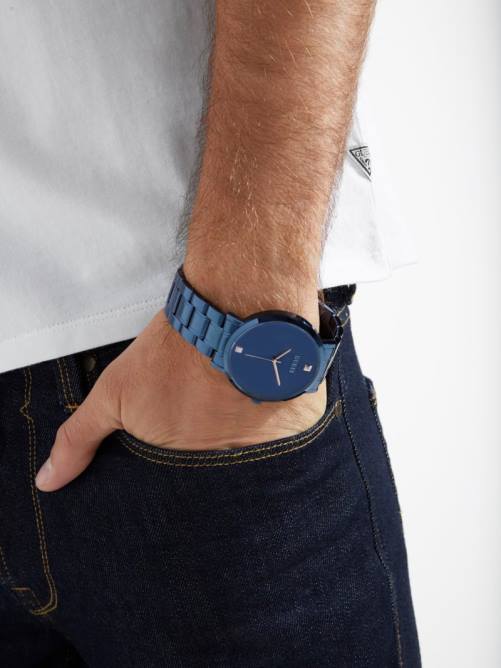GUESS reloj analógico de diamantes hombres 0P8X3602 azul accesorio