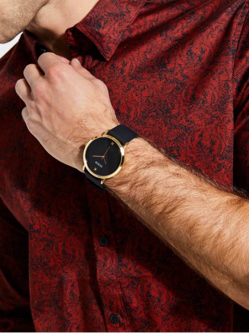 GUESS reloj analógico hombres 0P8X3604 tono dorado y negro accesorio